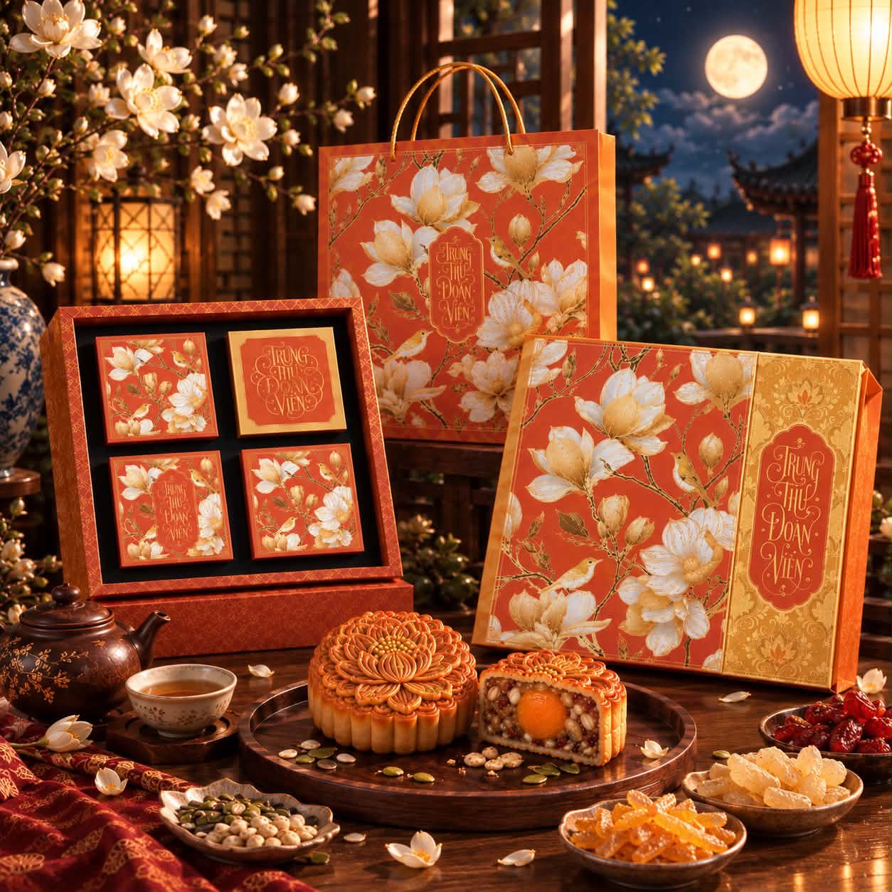 Hộp quà Trung Thu gồm 4 bánh của Tiệm bánh Moca